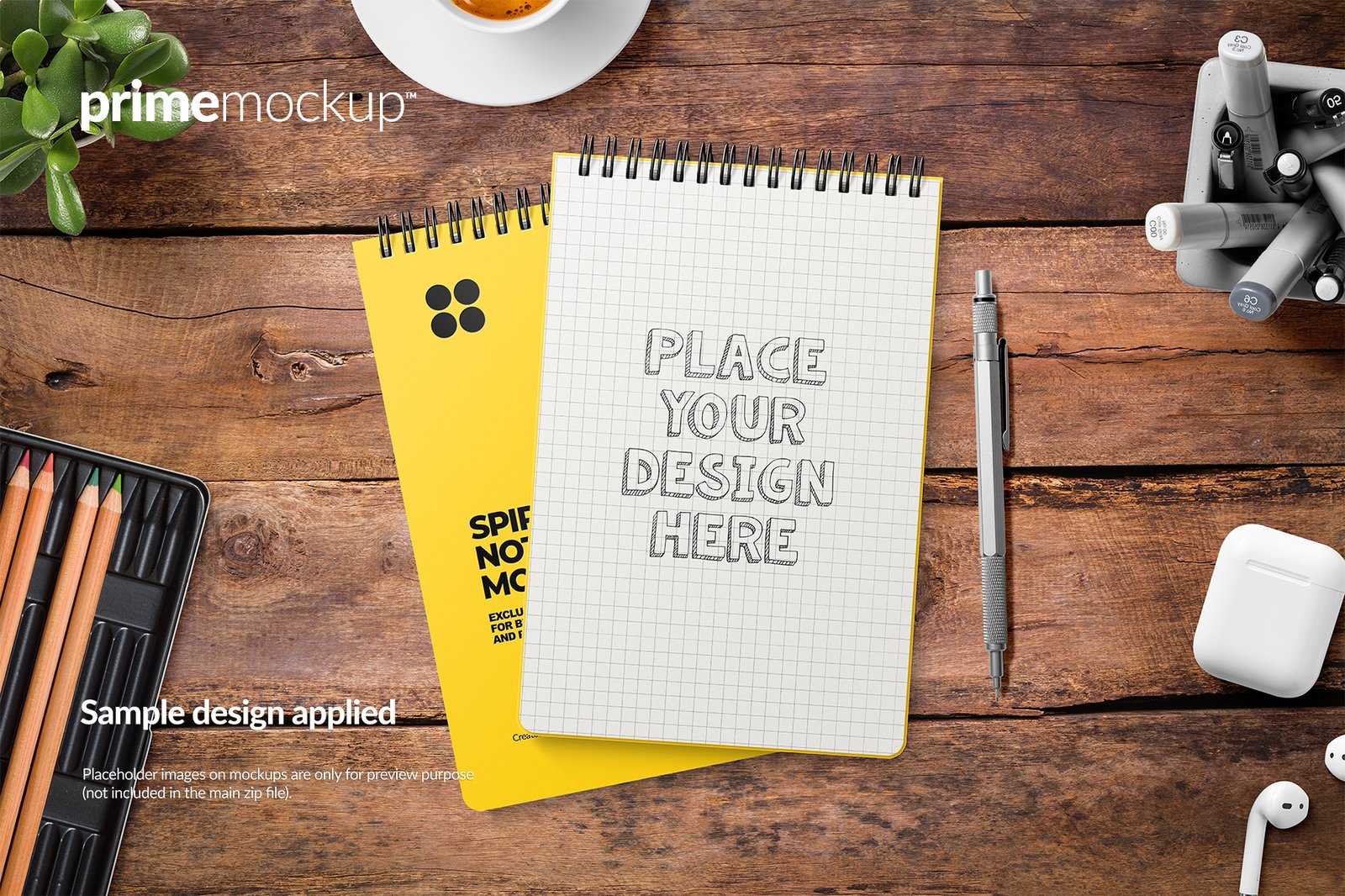 Spiral bound notebook mockup