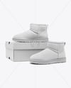 Pair of Women's UGG Boots with Shoe Box Mockup