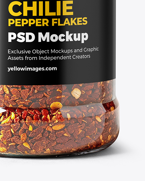 Glass Jar with Chili Pepper Flakes Mockup