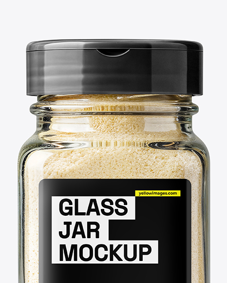 Square Glass Jar with Garlic Powder Mockup