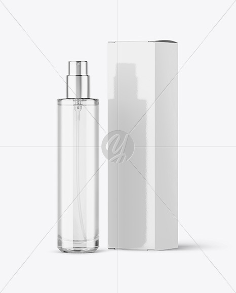 Glass Perfume Bottle with Box Mockup