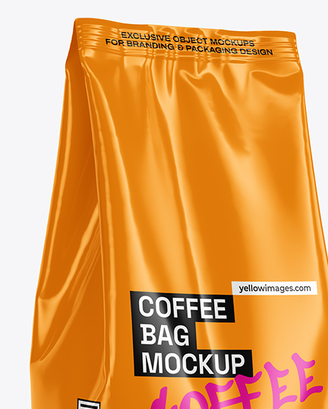 Glossy Coffee Bag Mockup - Half Side view