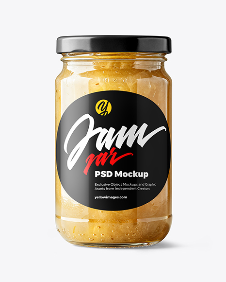 Glass Jar with White Grape Jam Mockup - Mockup shots
