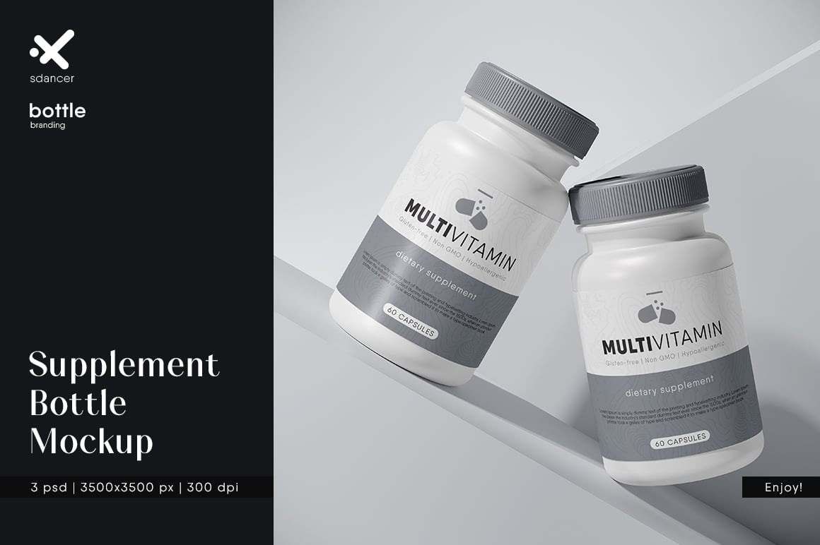 Supplement Bottle Mockup