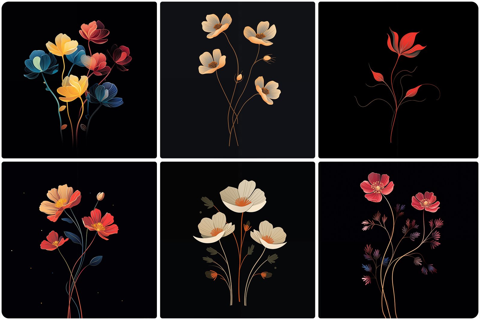 120 Flowers Poster Illustration Backgrounds