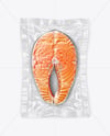 Clear Plastic Flow-Pack with Salmon Fish Steak Mockup
