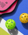 Two Pickleball Paddles with Balls on a Court Mockup