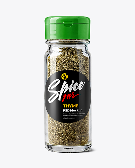 Clear Glass Spice Jar with Thyme Mockup - Seasoning mockup