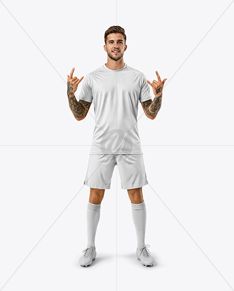 Man Wearing Soccer Jersey and Shorts Mockup