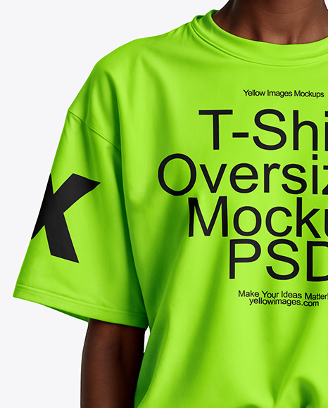 Young Black Woman Wearing Oversized T-Shirt and Sun Visor Mockup