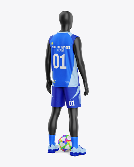 Training Sleeveless Kit Mockup - Back Half Side View