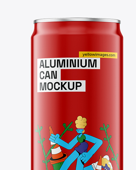 Slim Aluminium Drink Can with Glossy Finish Mockup