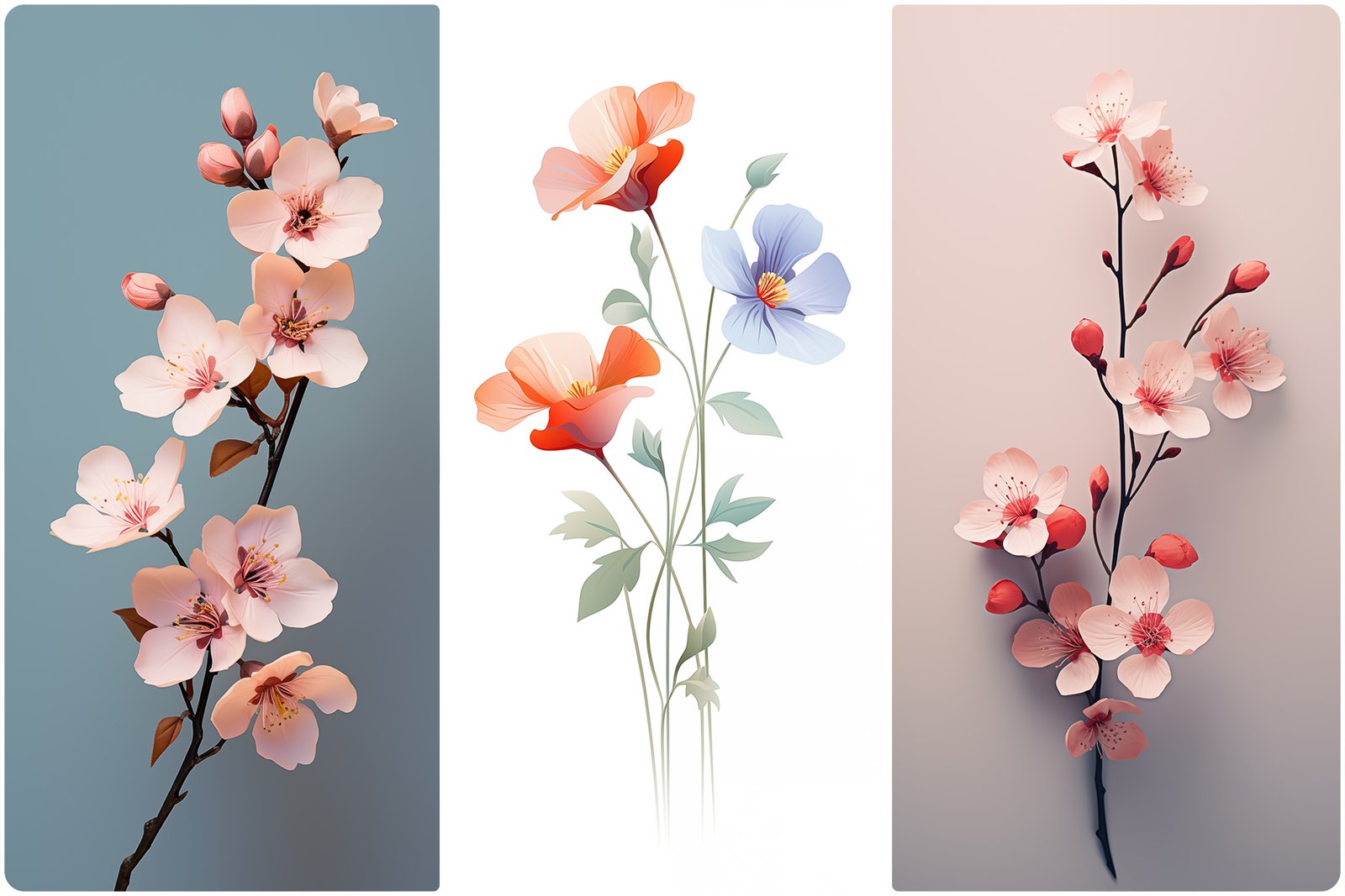 120 Flowers Poster Illustration Backgrounds