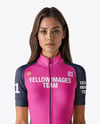 Woman Wearing Cycling Jersey and Bib Shorts Mockup