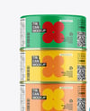 Five Glossy Tin Cans Mockup