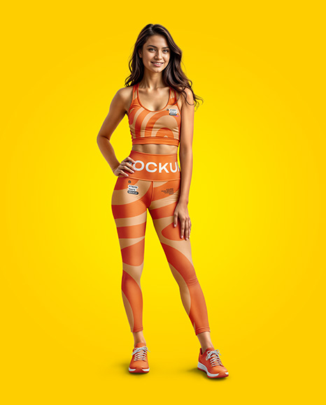 Woman Wearing a Crop Top and Leggings Mockup