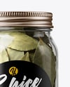 Glass Jar with Bay Leaves Mockup