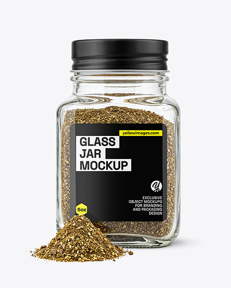 Square Glass Jar with Za'atar Spice Mockup - Square frame mockup