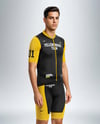 Man Wearing Cycling Jersey and Bib Shorts Mockup