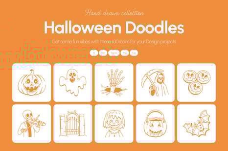 Halloween Doodles Icons Set
