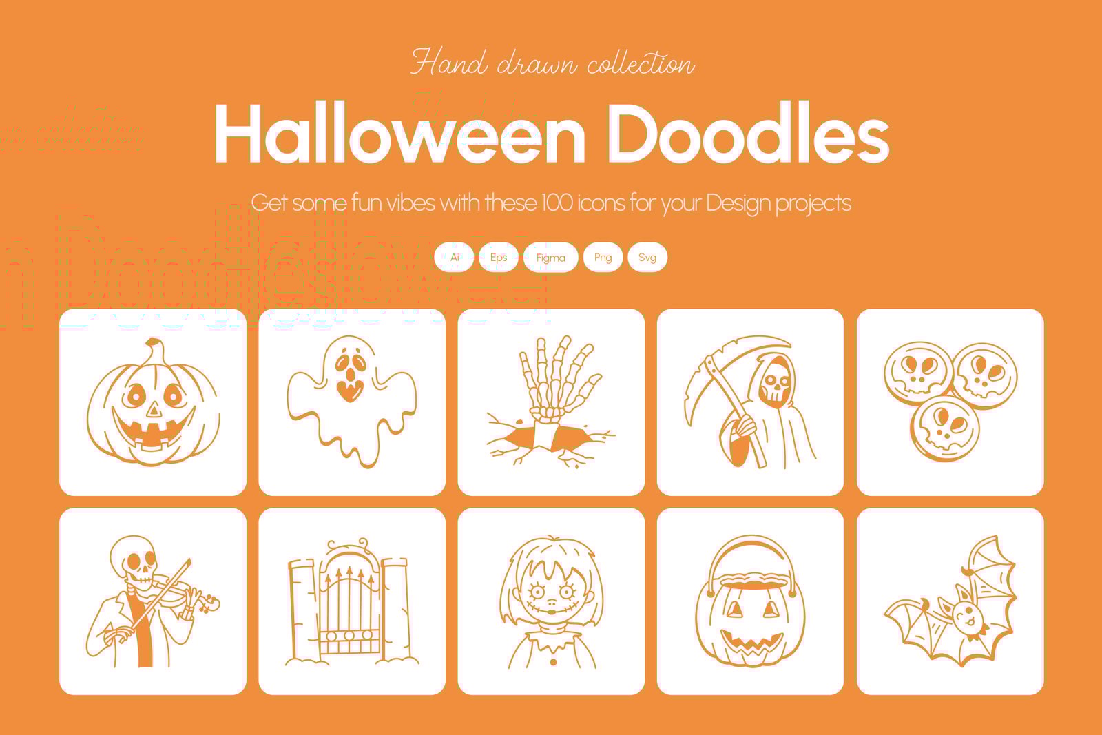 Halloween Doodles Icons Set