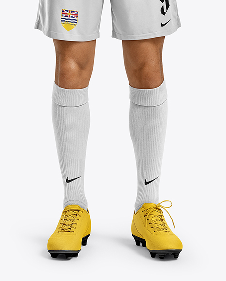 Soccer Player Wearing Jersey and Shorts Mockup