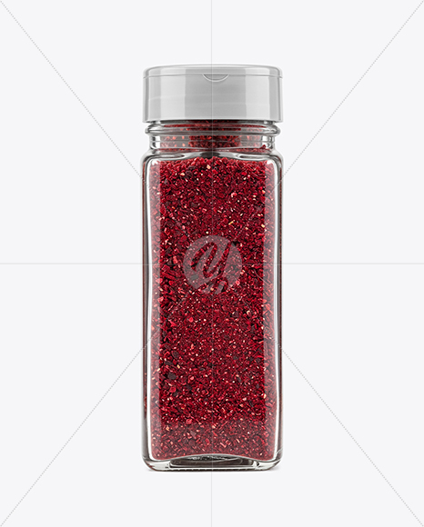 Square Glass Jar with Sumac Spice Mockup