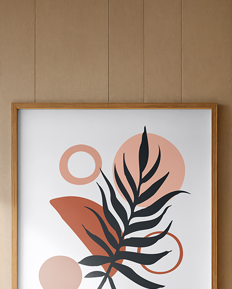 Poster with a Wooden Frame in a Living Room Mockup