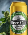 Beer Can Surrounded by Hops Branches Mockup