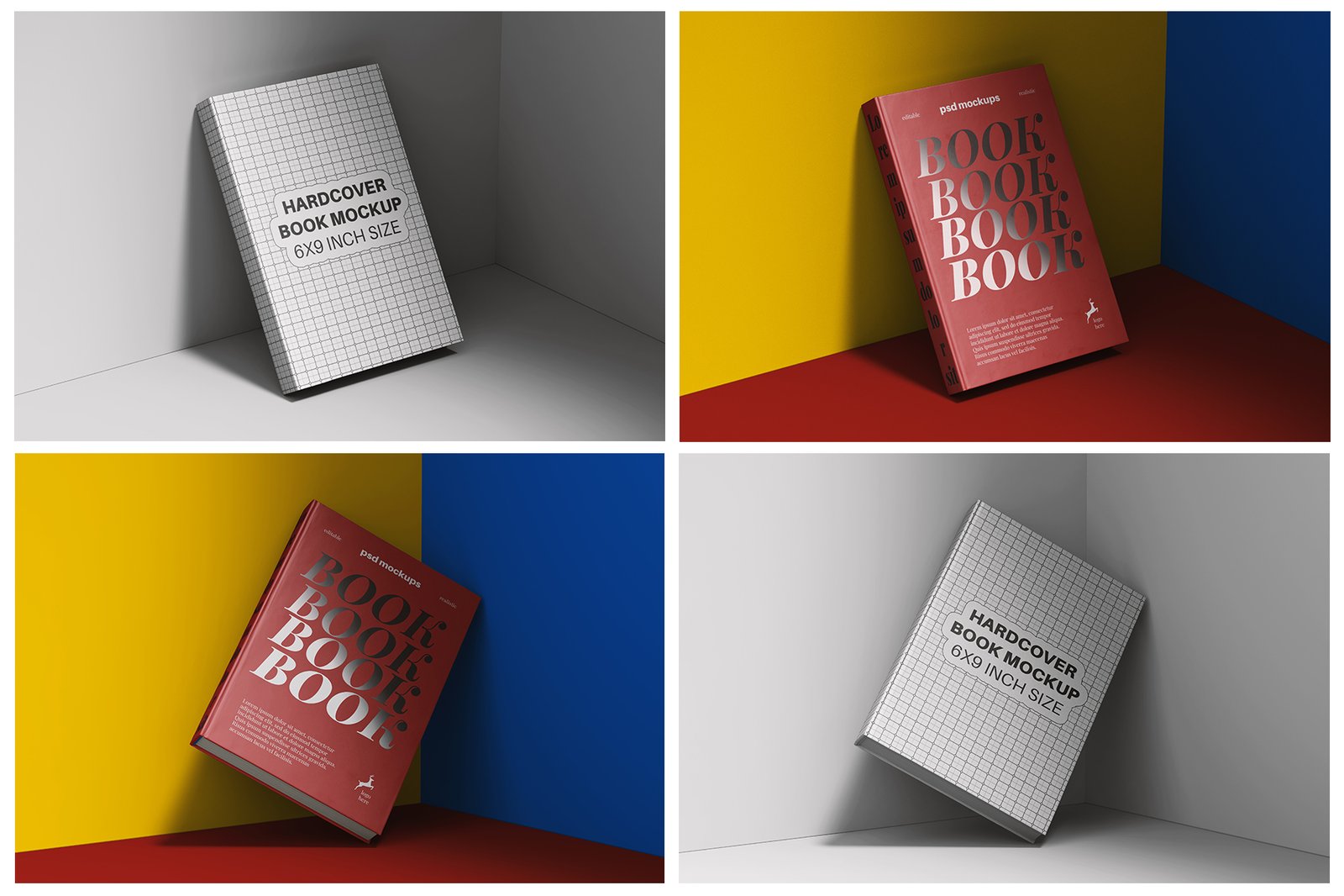 Hardback Cover Book 6x9 Inch Mockup Set