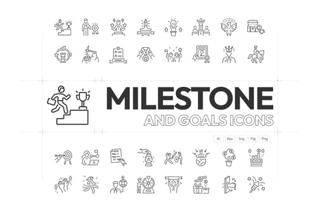 Milestone and Goals Icon Set