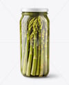 Clear Glass Jar with Pickled Asparagus Mockup