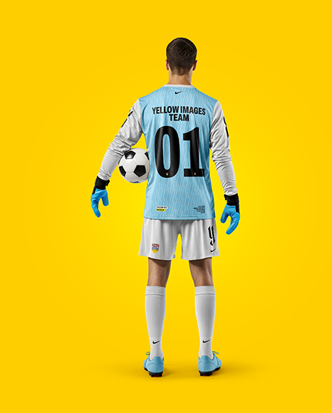 Soccer Goalkeeper Wearing Long Sleeve Jersey and Shorts Mockup
