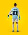 Soccer Goalkeeper Wearing Long Sleeve Jersey and Shorts Mockup