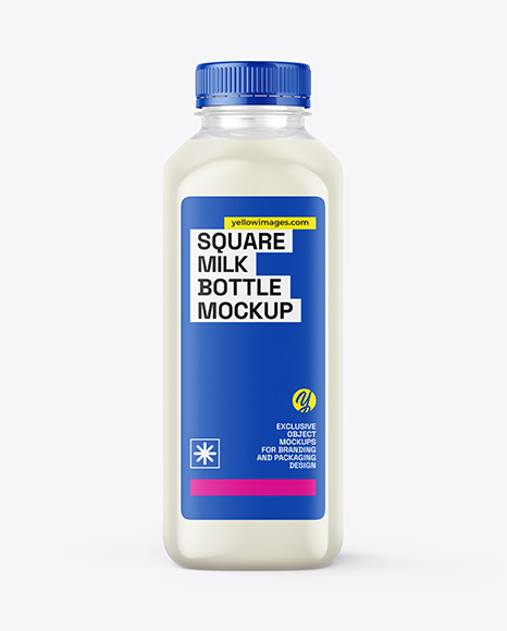 Square Milk Bottle Mockup