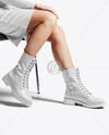 Combat Boots on Women's Legs with Dress Mockup