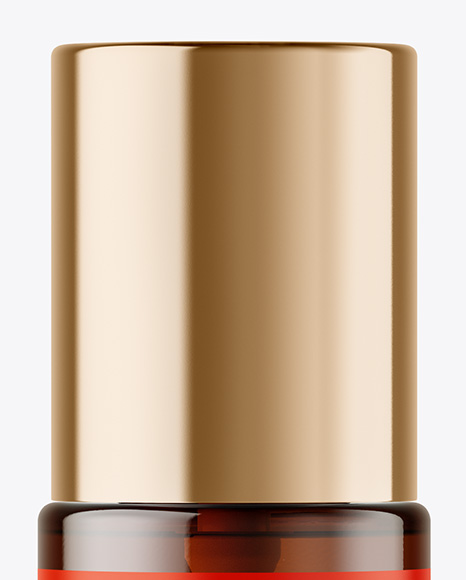 Amber Cosmetic Bottle with Pump Mockup