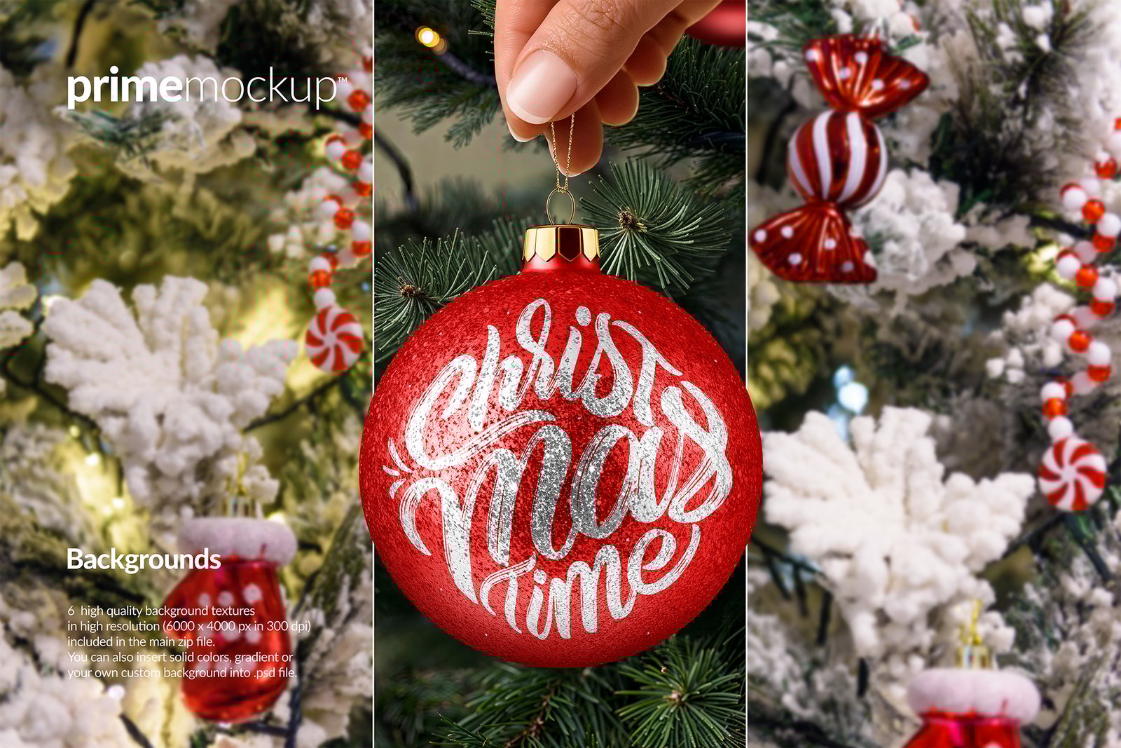 Hand Holding Christmas Ball Ornament Mockup Scene