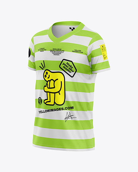 Kids V-Neck T-Shirt Mockup - Half Side View - Jersey t shirt mockup