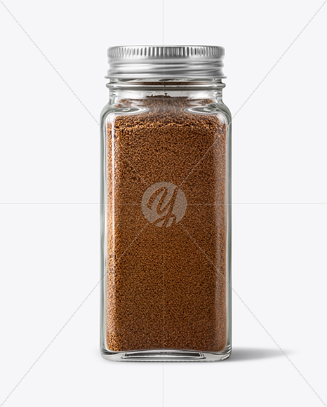 Square Glass Jar with Ground Allspice Mockup
