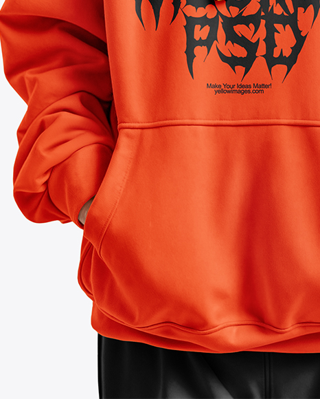 Old Woman Wearing Oversize Hoodie & Sweatpants Mockup