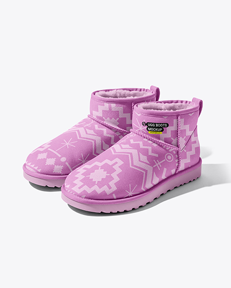 Pair of Women's UGG Boots Mockup - Shoe mockups
