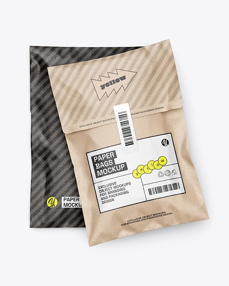 Kraft Paper Mailing Bags Mockup - Premium PSD Mockups