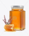 Square Glass Jar with Heather Honey Mockup