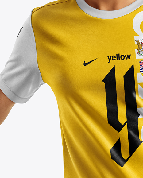 Woman Wearing Soccer Jersey and Shorts Mockup