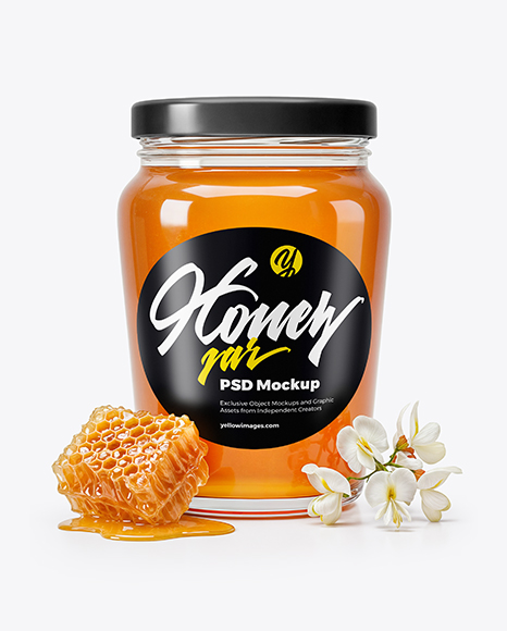 Glass Jar with Acacia Honey Mockup