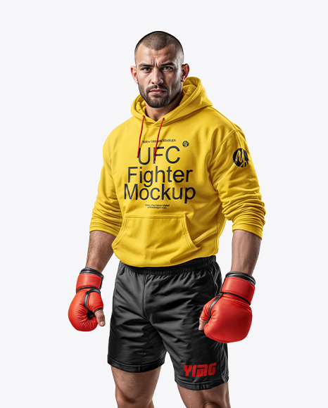 Male UFC Fighter Wearing Hoodie and Shorts Mockup - Boyfriend+Short+|+Lucky+Brand