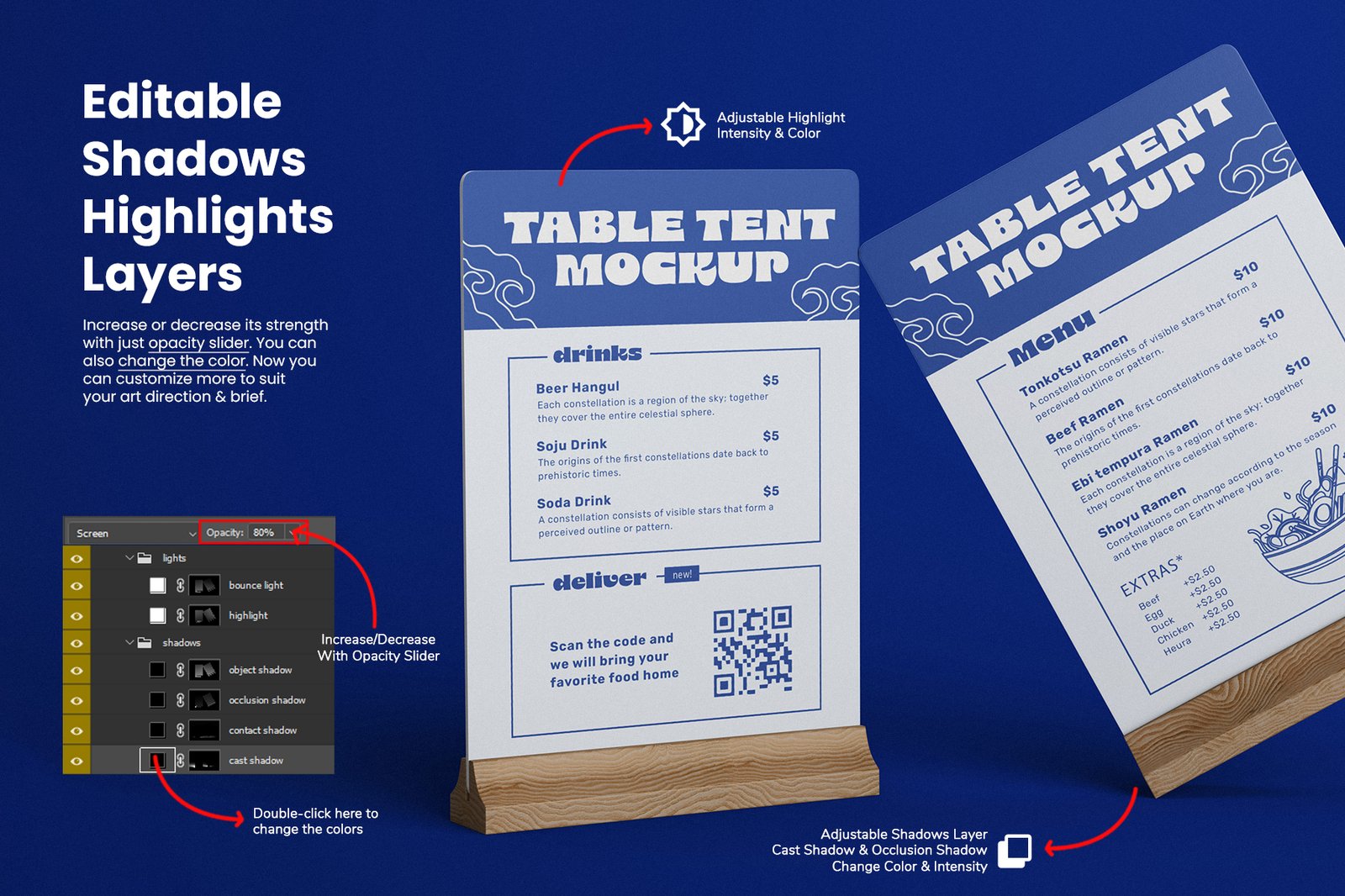 Table Tent Menu Holder PSD Mockup Set