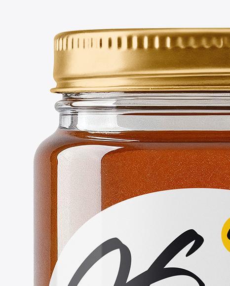 Clear Glass Jar with Sunflower Honey Mockup