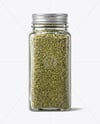Square Glass Jar with Marjoram Spice Mockup